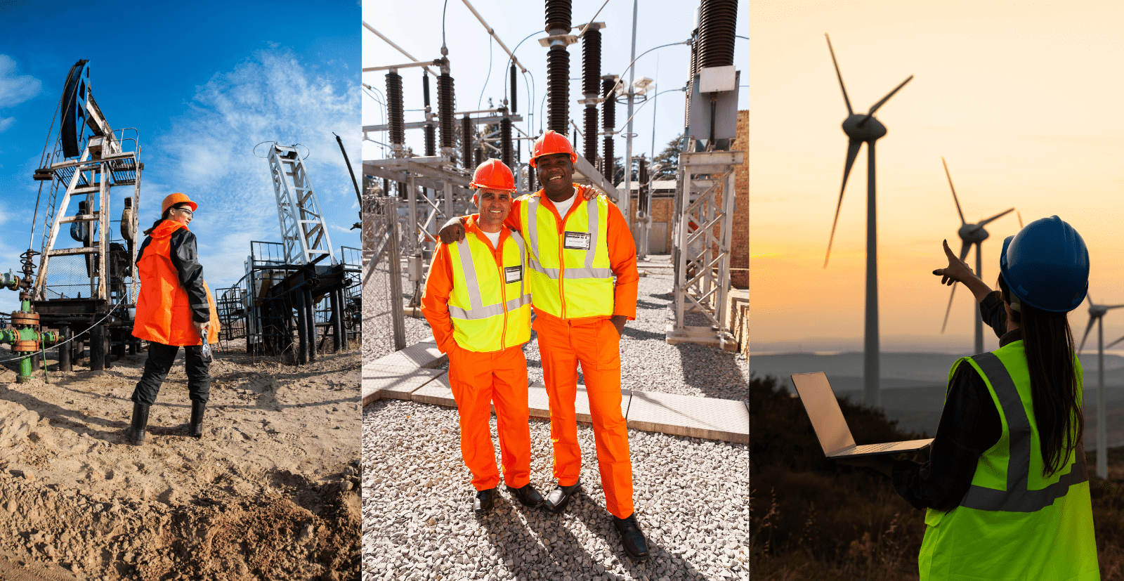 collage of different energy and utilities workers