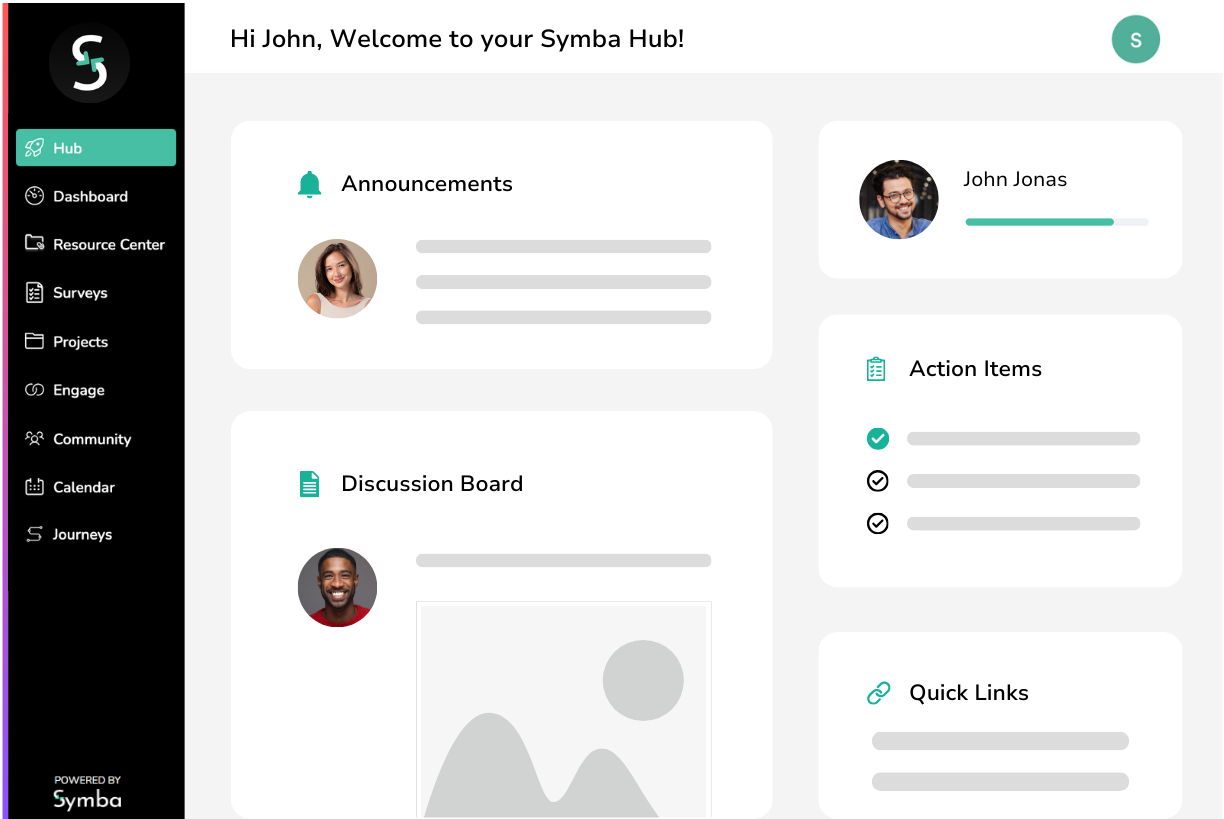 An illustration version of the Symba Hub feature